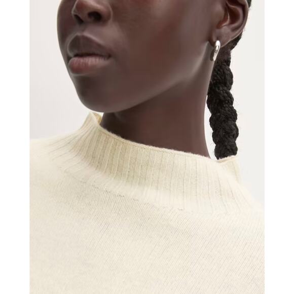 Everlane The Good Merino Wool Mock Neck Sweater Bone Women's XS NWT FLAWS - Picture 2 of 16